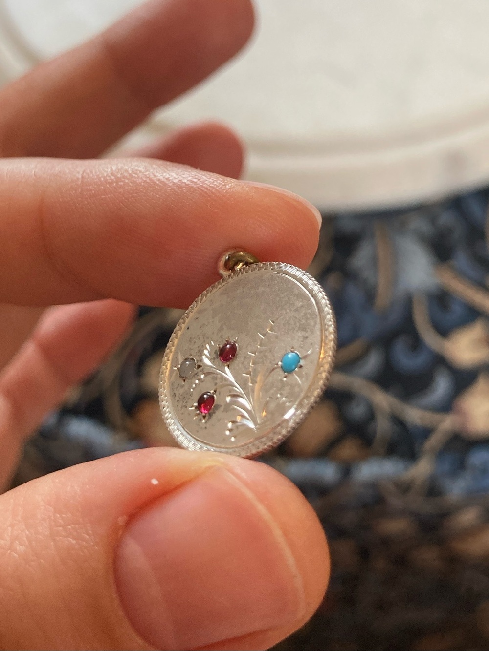 Rare Antique Victorian Gem-Inlaid Seated Liberty 1890 Coin Love Token Charm